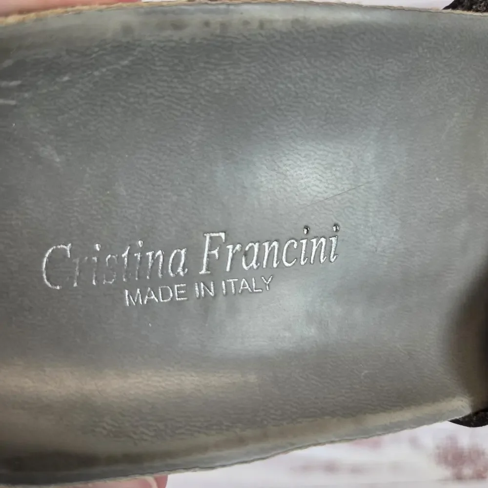 Cristina Francini Shoes Womens Size 8.5 M Leather Slide Sandals Made in Italy Co